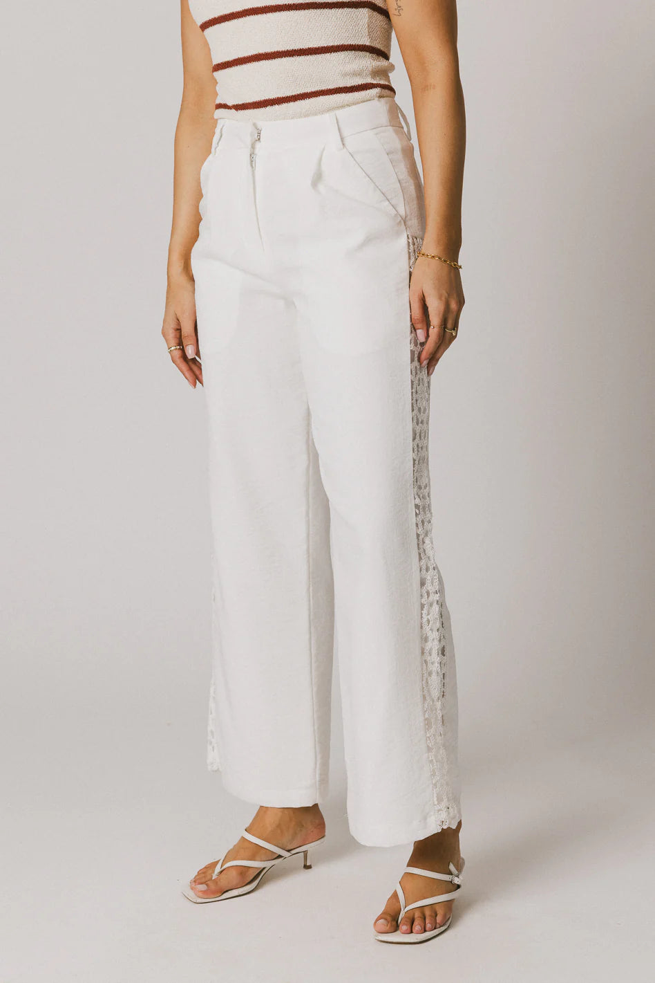 White Crochet Pants R176605