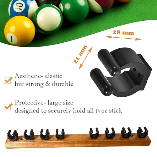 Wall-Mounted Hardwood Pool Stick Holder for 8-Cue Storage P879212