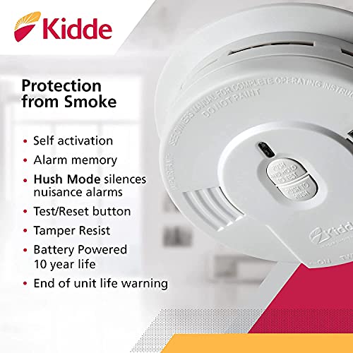10-Year Battery Powered Smoke Detector with LED Warning Light M638