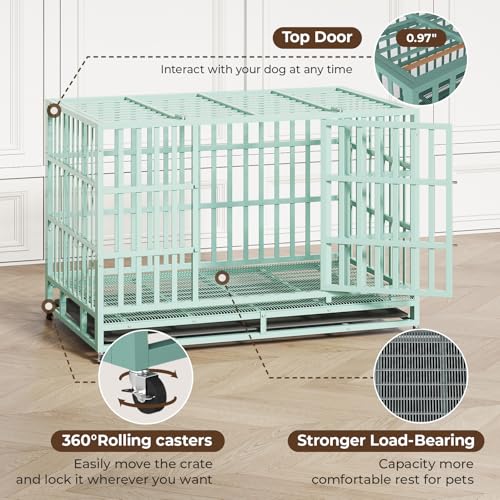 Heavy Duty Steel Dog Crate with Wheels and Removable Tray M90954