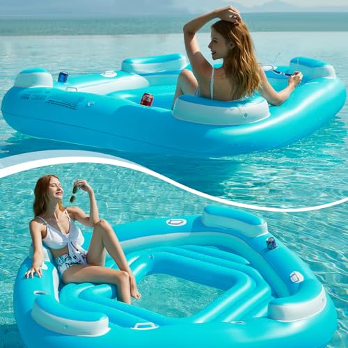 Inflatable 4-Person Pool Float with Cupholders R5468