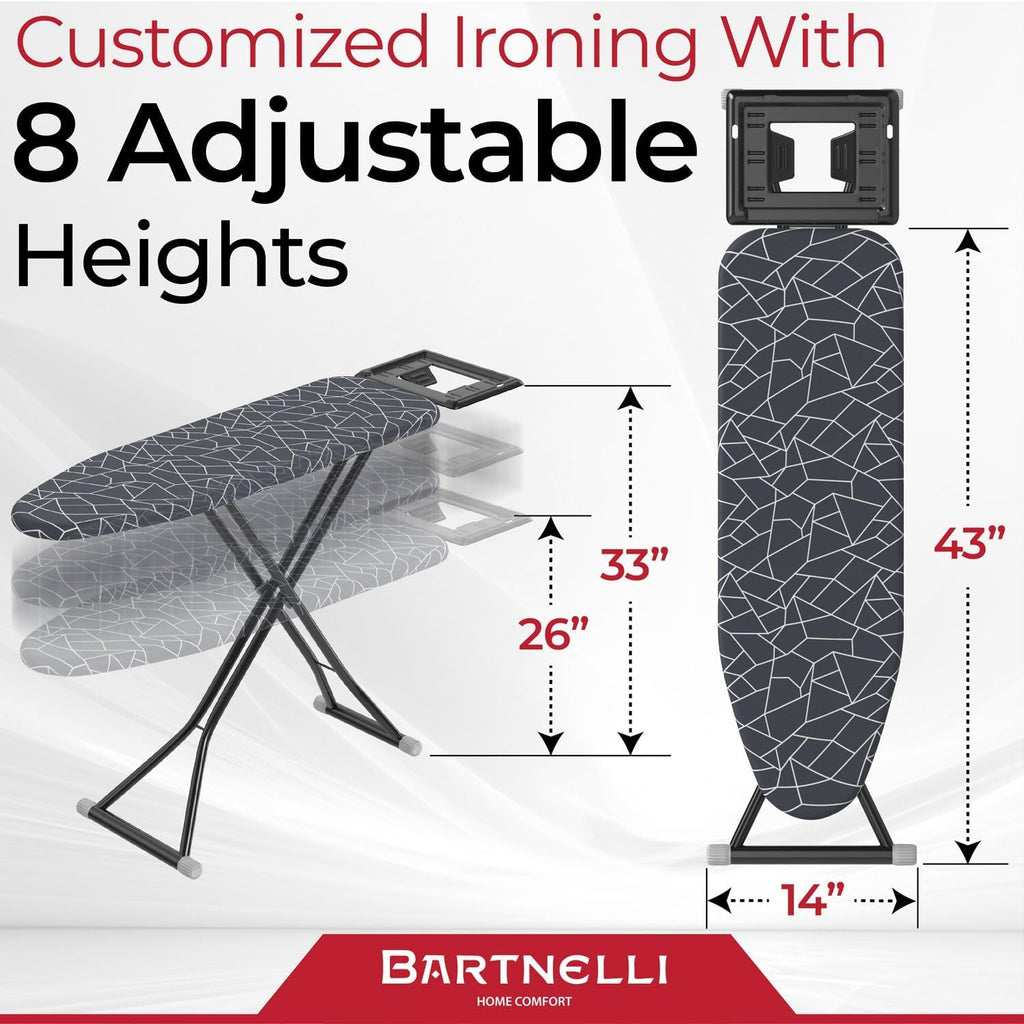 13x43 Ironing Board with Reinforced Steel Legs, Adjustable Height, 4-Layer Padding M66964