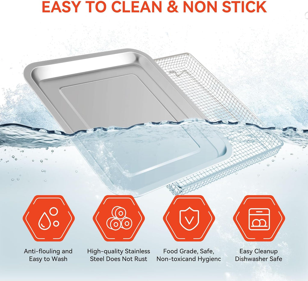 Stainless Steel Air Fryer Basket and Baking Tray (1 Set) I173