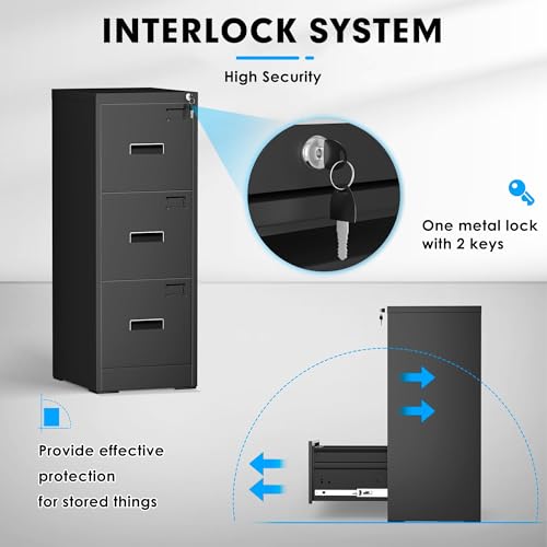 Black 2 Drawer Locking Metal File Cabinet V5690