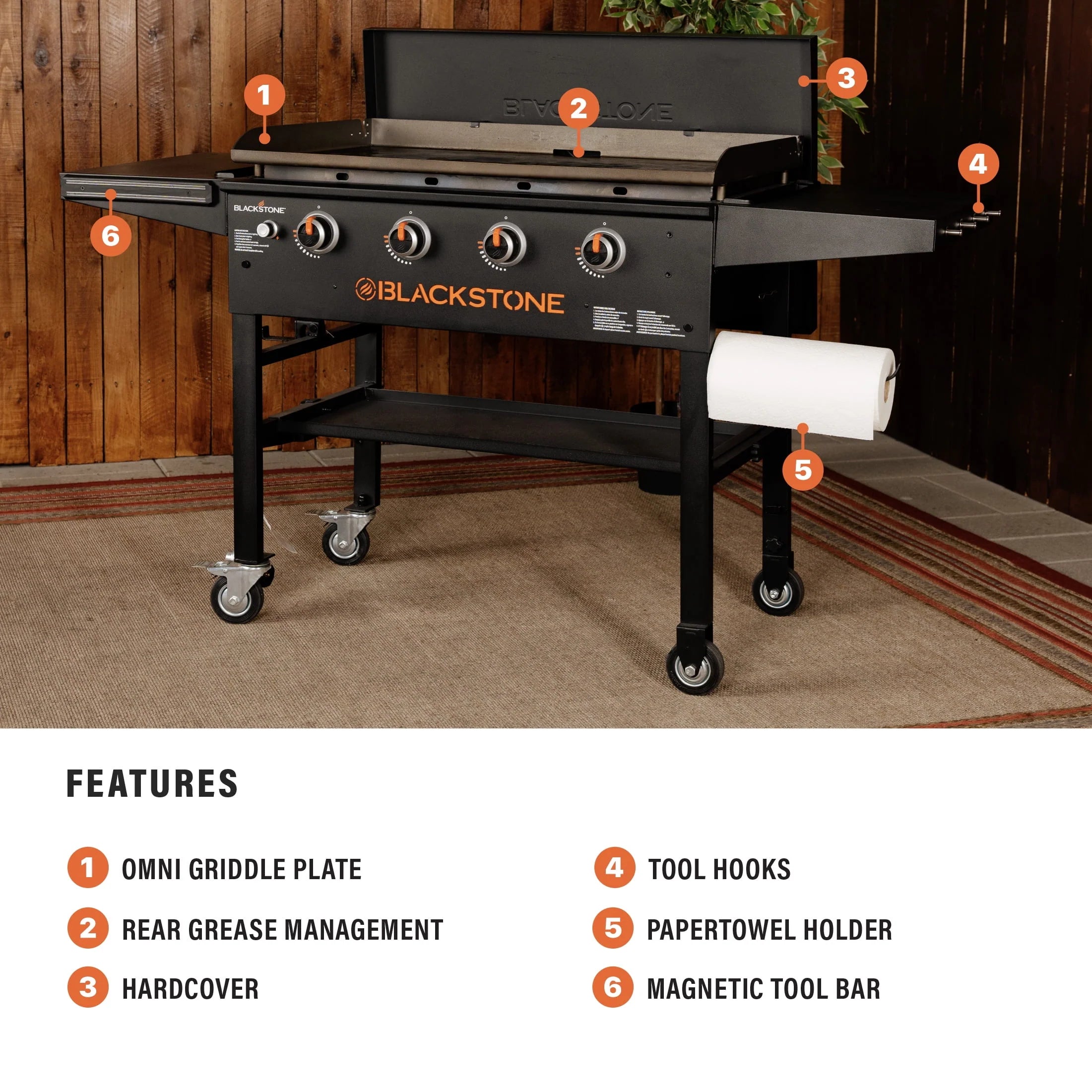 4-Burner 36 Propane Griddle Cooking Station with Hard Cover Q499748