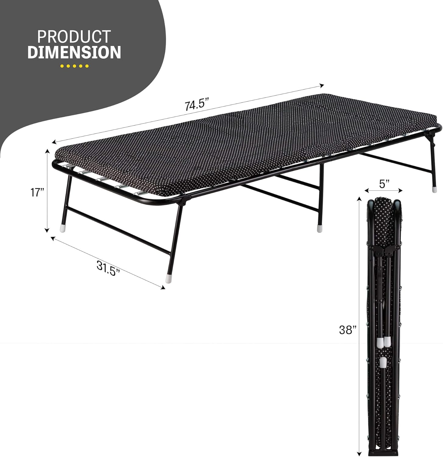 Folding Bed with Memory Foam Mattress and Carry Bag V3089