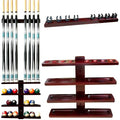 Wall-Mounted Hardwood Pool Stick Holder for 8-Cue Storage P879212