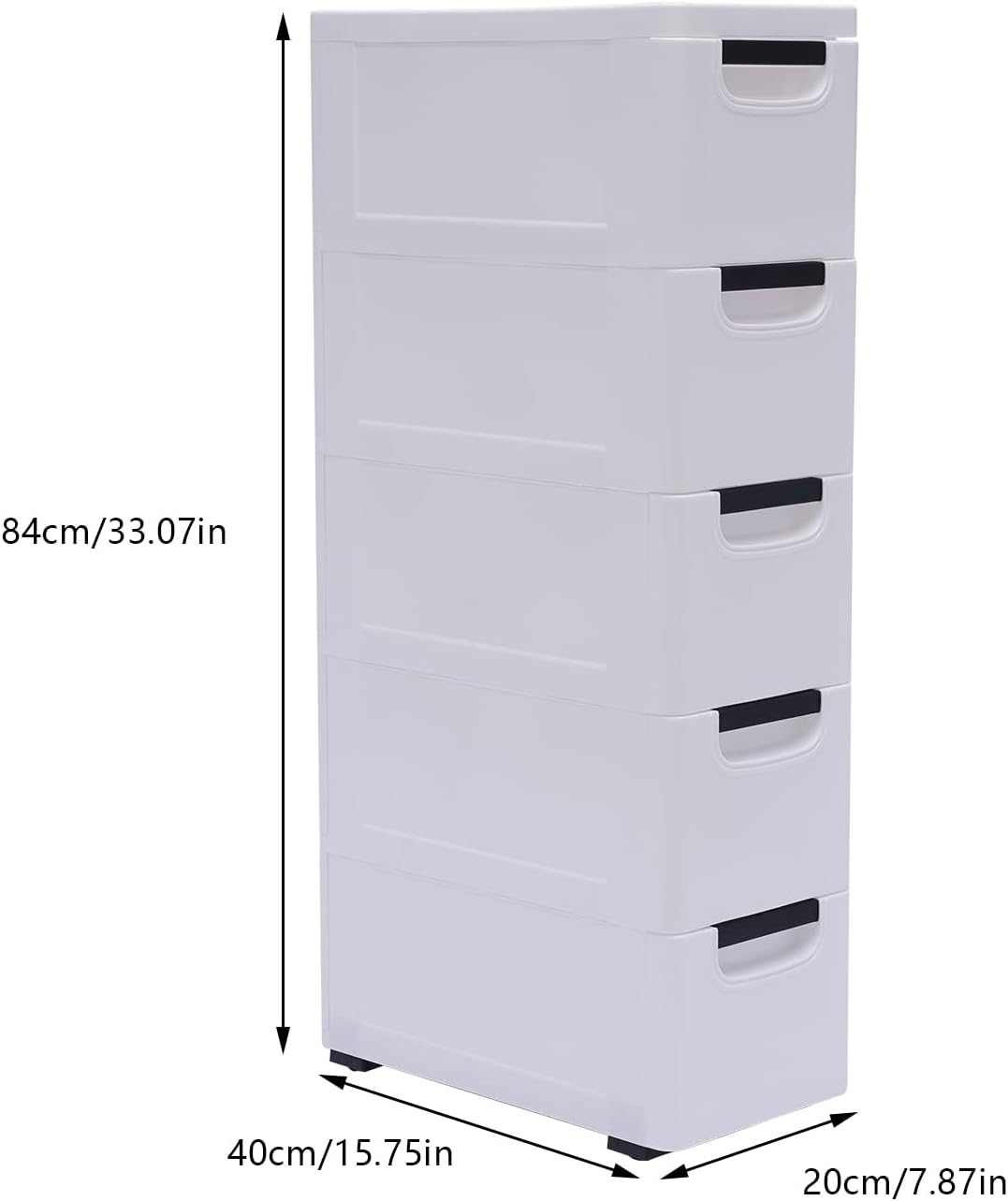 White 5 Drawer Plastic Storage Cabinet with Wheels Z682