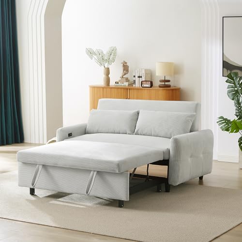 Blue Grey Corduroy 4 in 1 Convertible Sofa Couch Bed K625