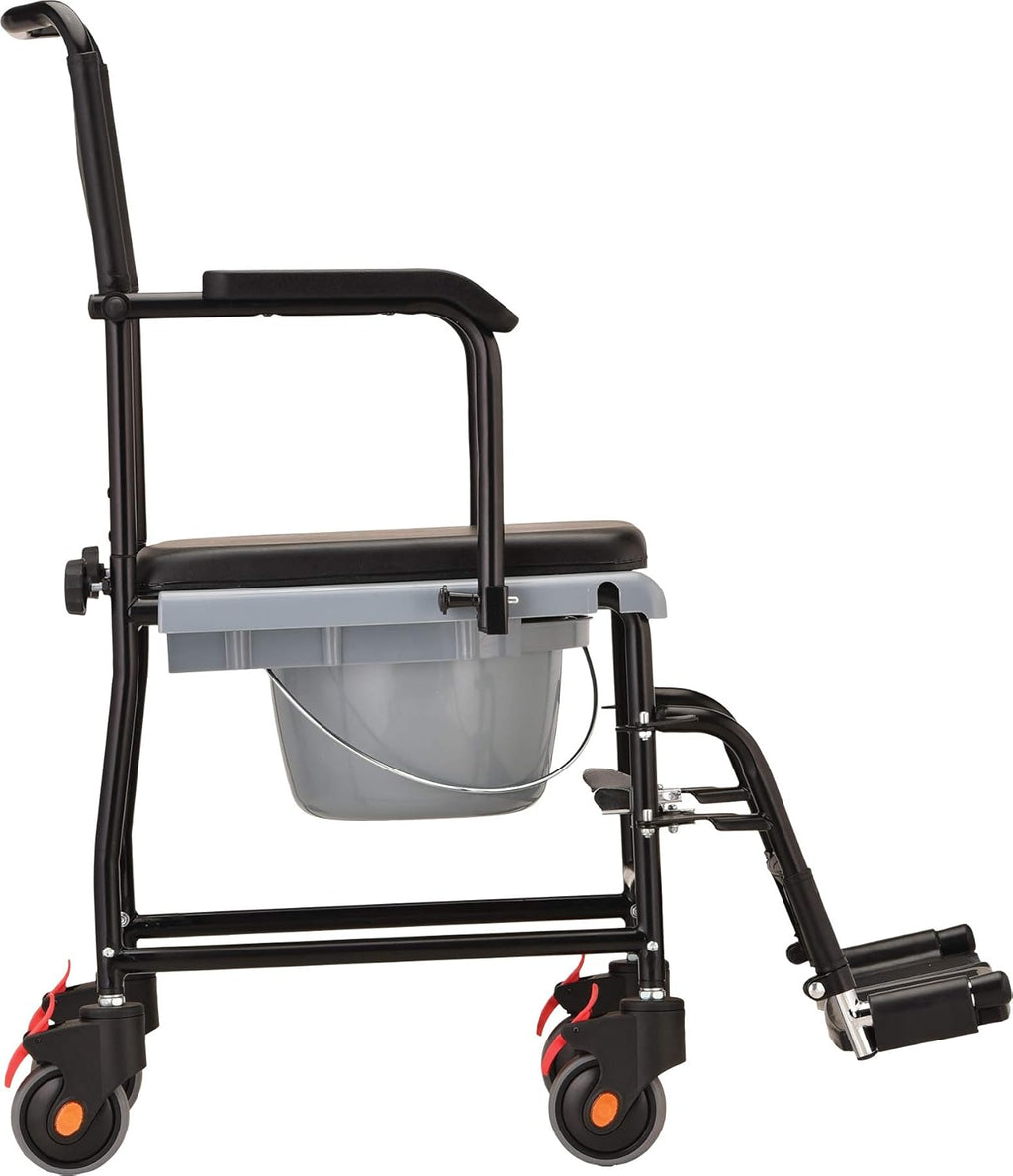 Hammertone Transport Chair Commode with Locking Wheels and Removable Padded Seat A220