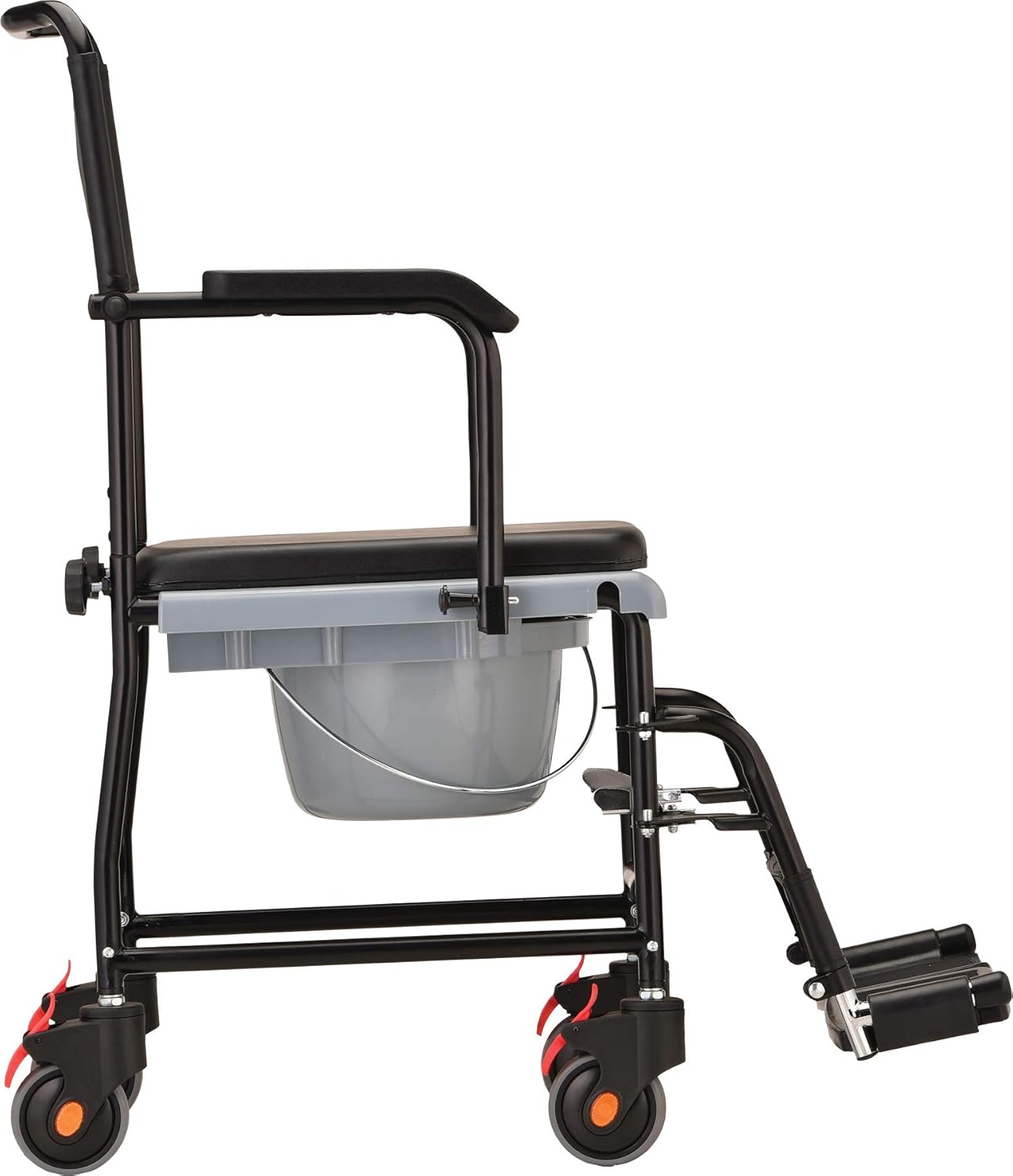 Hammertone Transport Chair Commode with Locking Wheels and Removable Padded Seat A220
