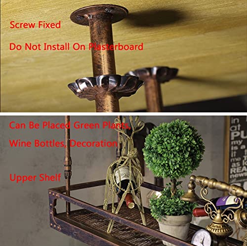 Bronze Metal Wall-Mounted Wine Glass Rack, 80x35cm B72469