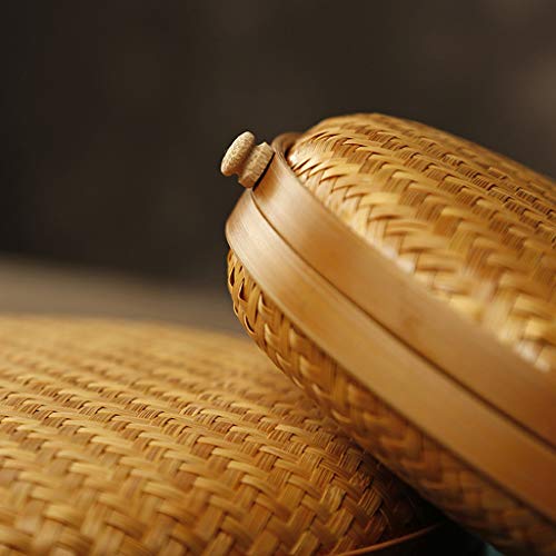 8 Inch Round Rattan Storage Basket with Lid R660