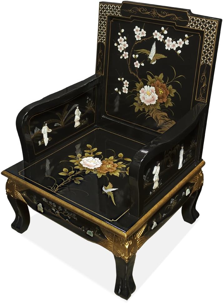 Black Lacquer Wooden Arm Chair T811507