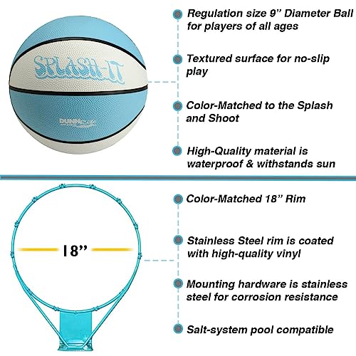 Outdoor Adjustable Height Swimming Pool Basketball Hoop with Ball, Base, 18 Inch Stainless Steel Rim R8546