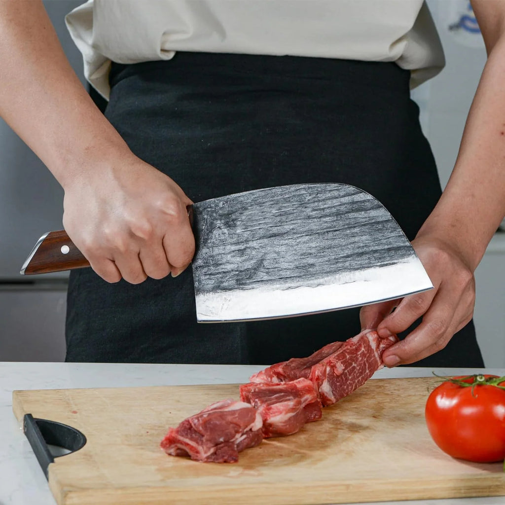 7.4 in Full Tang High Carbon Manganese Steel Meat Cleaver Knife O729349