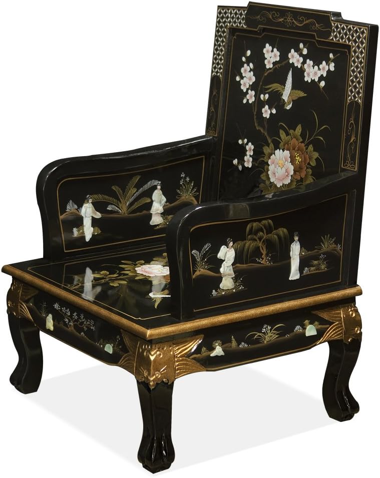 Black Lacquer Wooden Arm Chair T811507