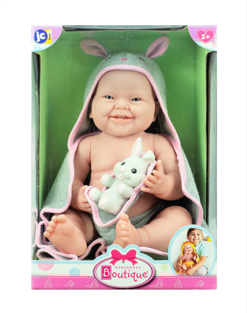 Realistic 17" Anatomically Correct All Vinyl Doll with Hooded Rabbit Towel Q3927
