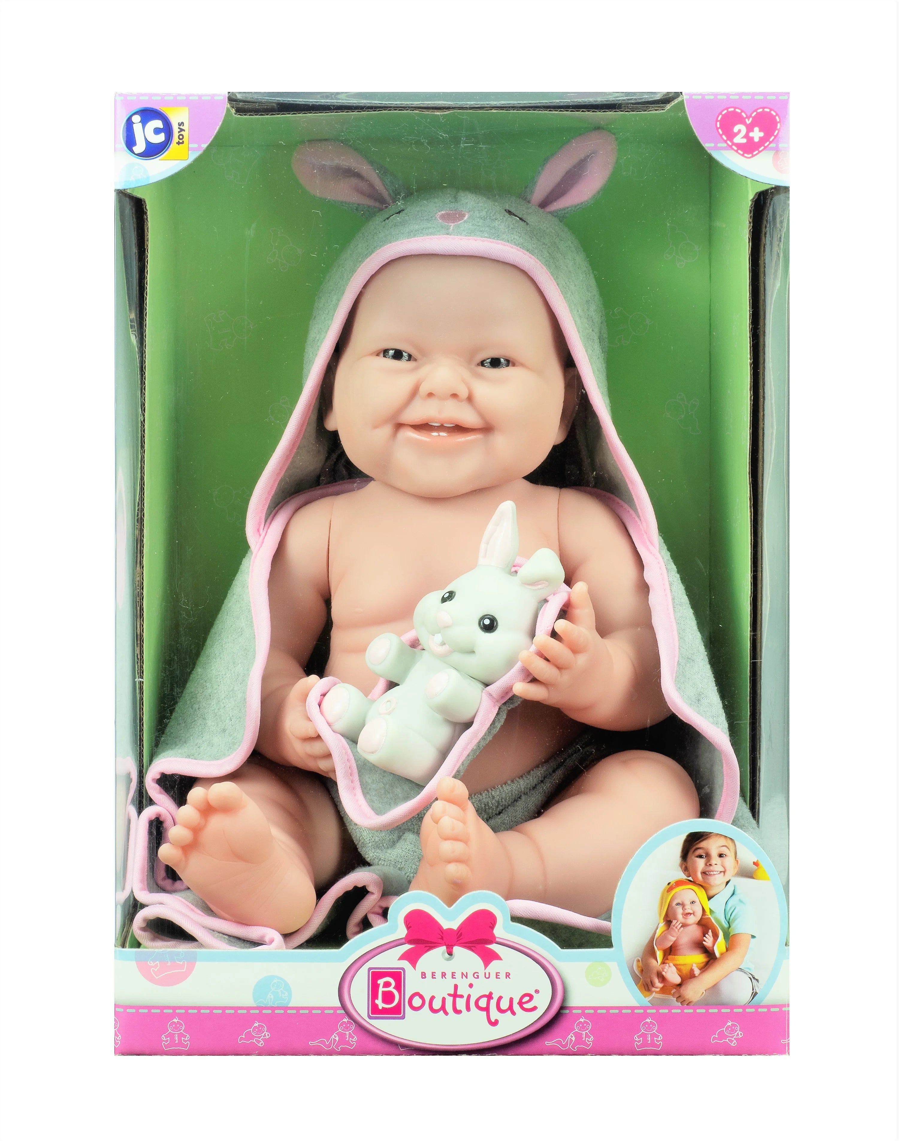 Realistic 17" Anatomically Correct All Vinyl Doll with Hooded Rabbit Towel Q3927