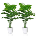 Set of 2 Artificial Areca Palm Plants, 32 Inch Fake Tropical Palm Trees with Greenery Leaves and Stems V191967