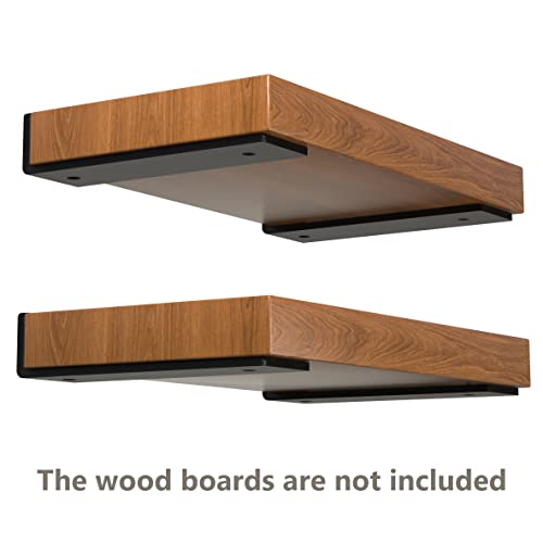 Black Powder Coated Steel Floating Shelf Brackets 4-Pack E972373