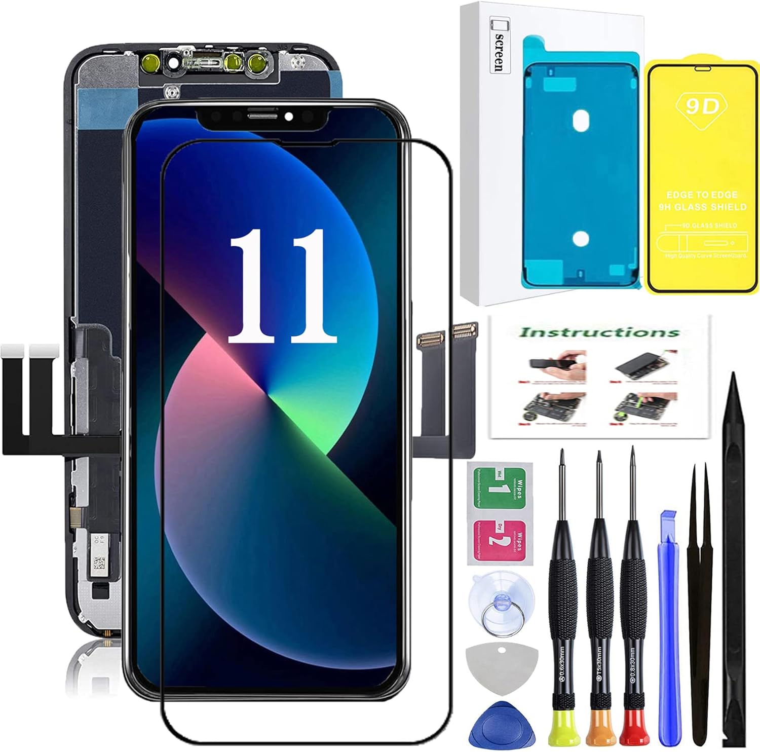iPhone 11 LCD Display 3D Touch Digitizer Assembly 6.1 inch with Repair Tools and Screen Protector D968962