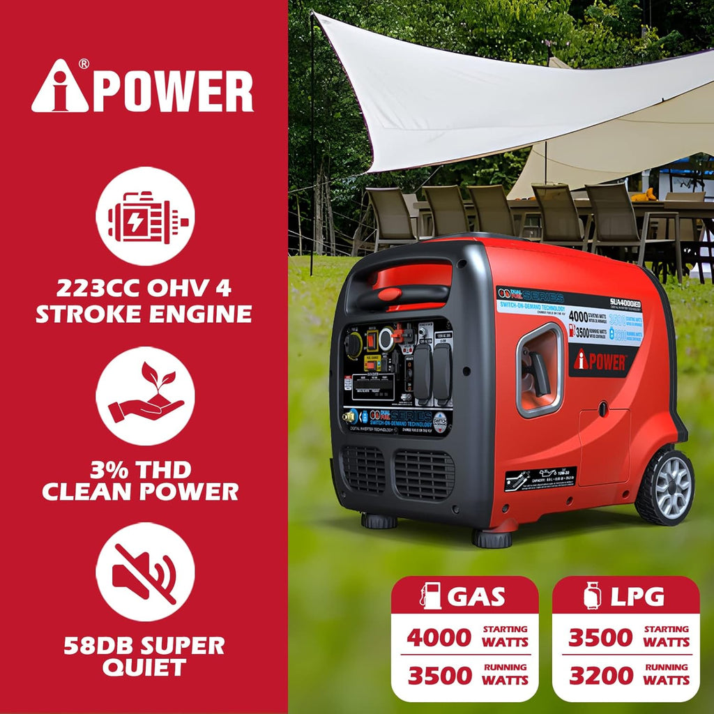 4000 Watt Portable Inverter Generator Gas & Propane Powered Z735174