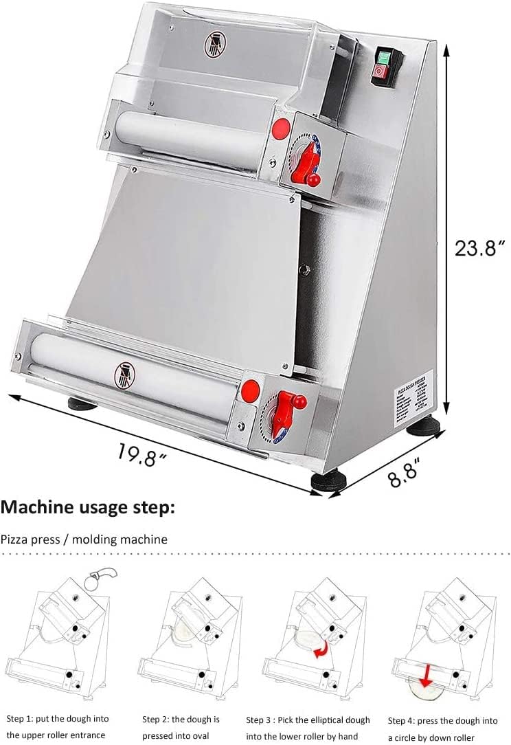 Pizza Press, Automatic Pizza Dough Roller Machine, Commercial Dough Sheeter Maker Y370