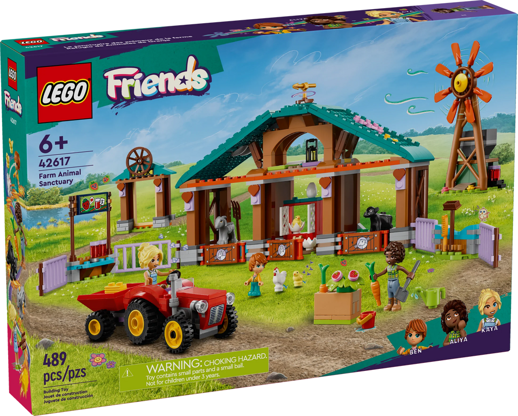 Farm Animal Sanctuary and Tractor Toy with 3 Mini-Doll Characters and 5 Farm Animal Toys Including a Baby Cow U435
