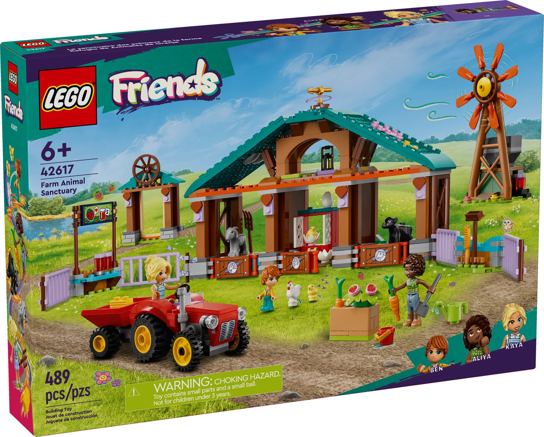 Farm Animal Sanctuary and Tractor Toy with 3 Mini-Doll Characters and 5 Farm Animal Toys Including a Baby Cow U435