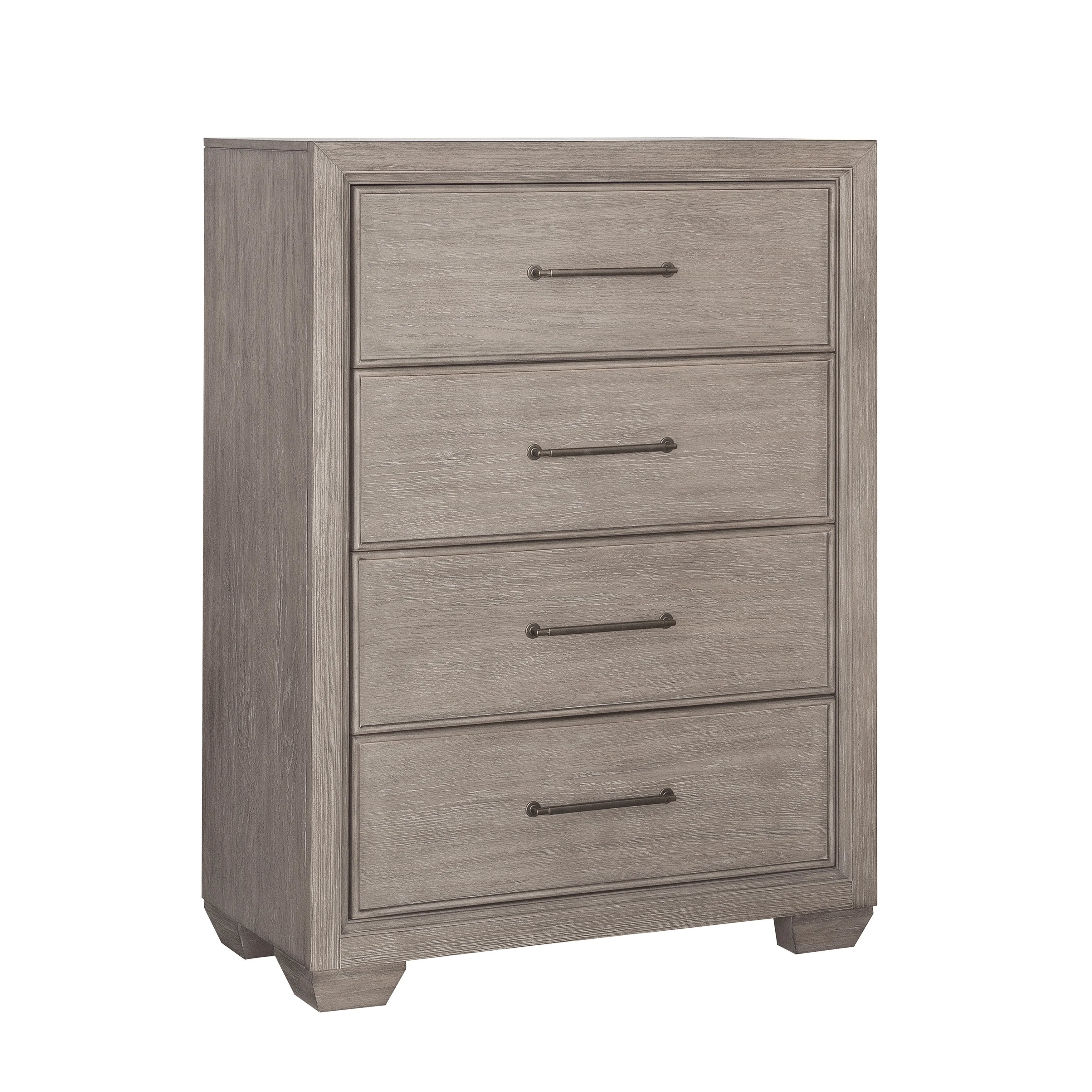 Gray Wood Queen Bedroom Set with Dresser, Mirror, Nightstand, and Chest K120