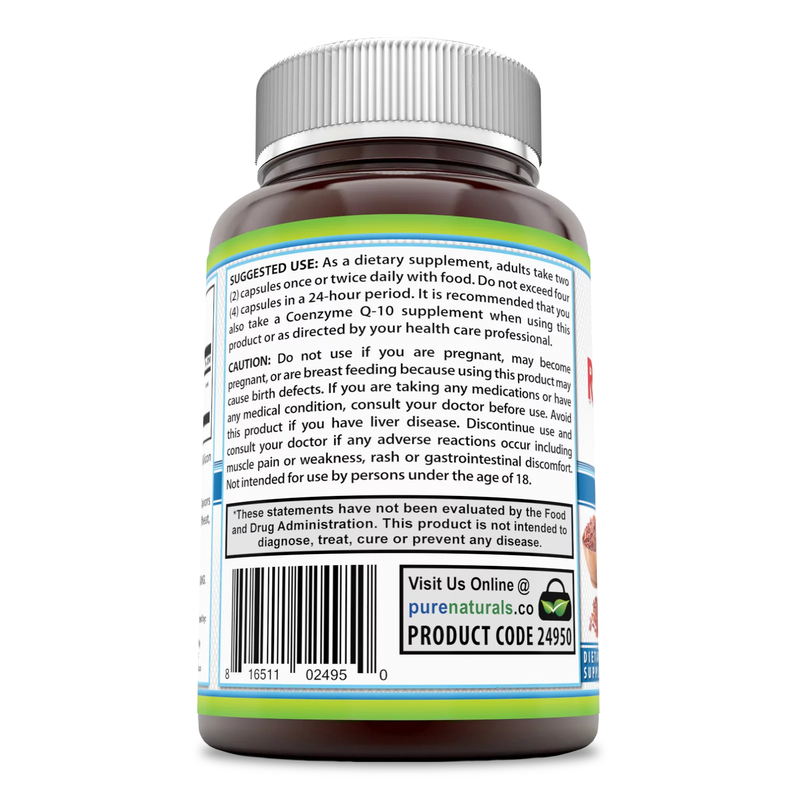 1200 mg Red Yeast Rice Powder Dietary Supplement, 480 Capsules W294