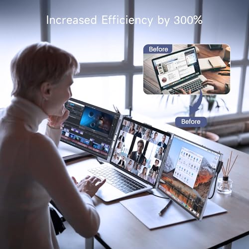 16inch Triple Portable Monitor Aluminum Alloy 1200P with HDMI & USB-C Ports D467