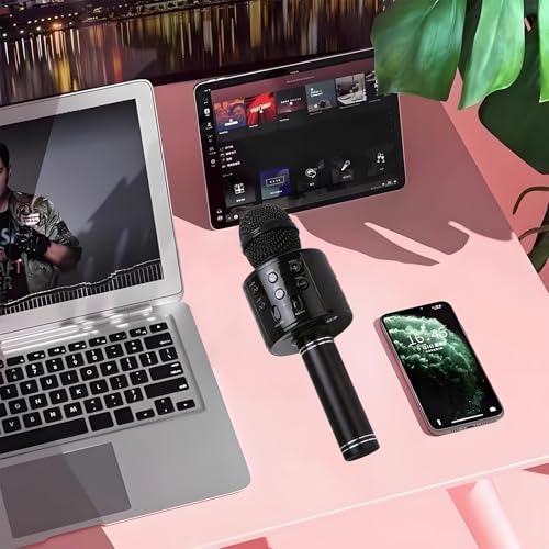 Black Wireless Bluetooth Karaoke Microphone Speaker C39085