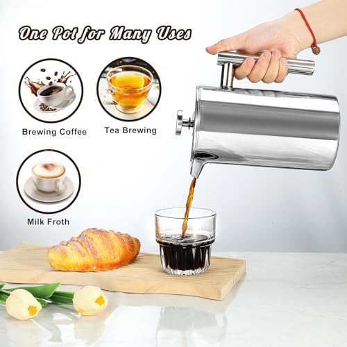 34 Ounce Stainless Steel French Press Coffee Maker with 3 Filter Z8437