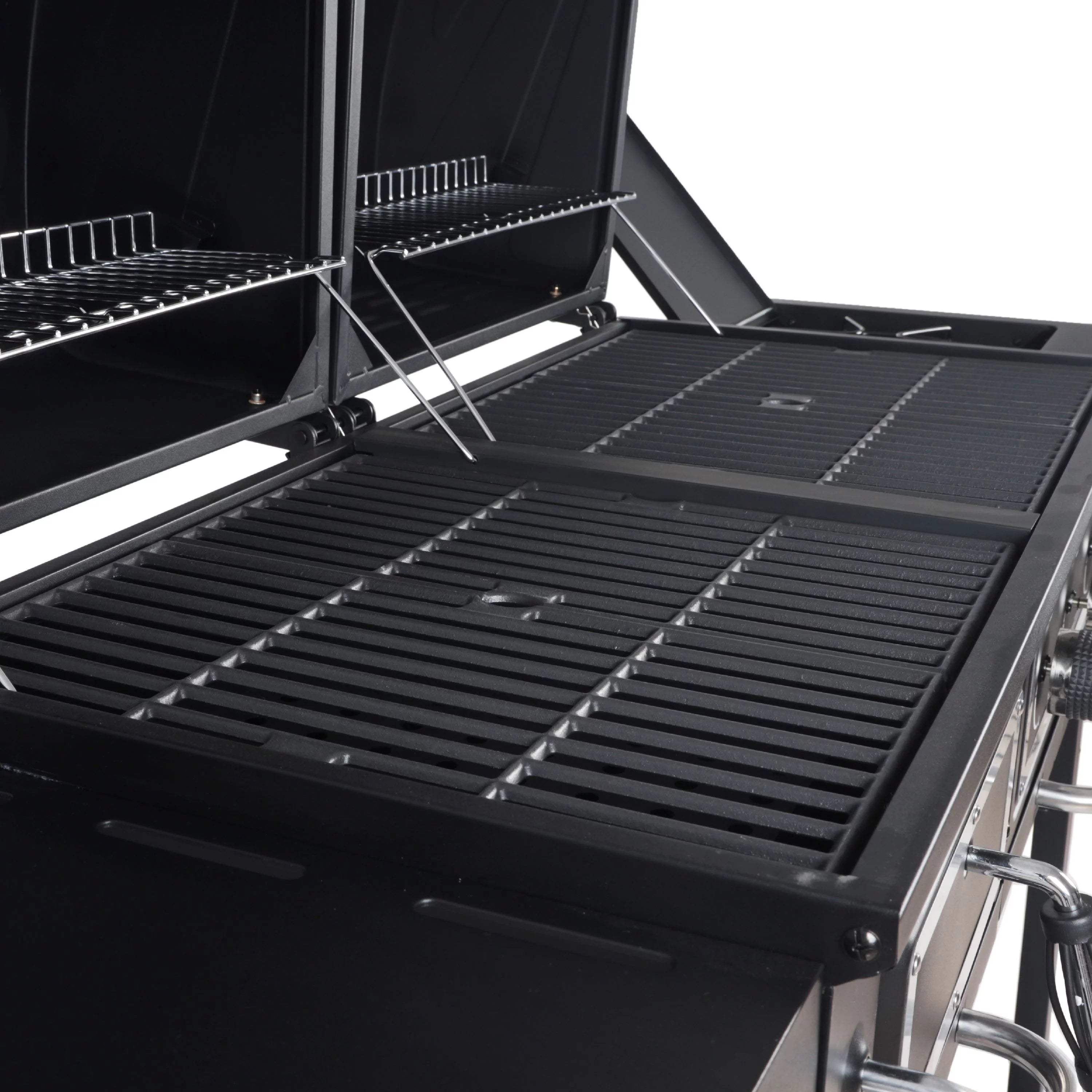 Dual Fuel Gas & Charcoal Combo Grill, Black with Stainless F107448