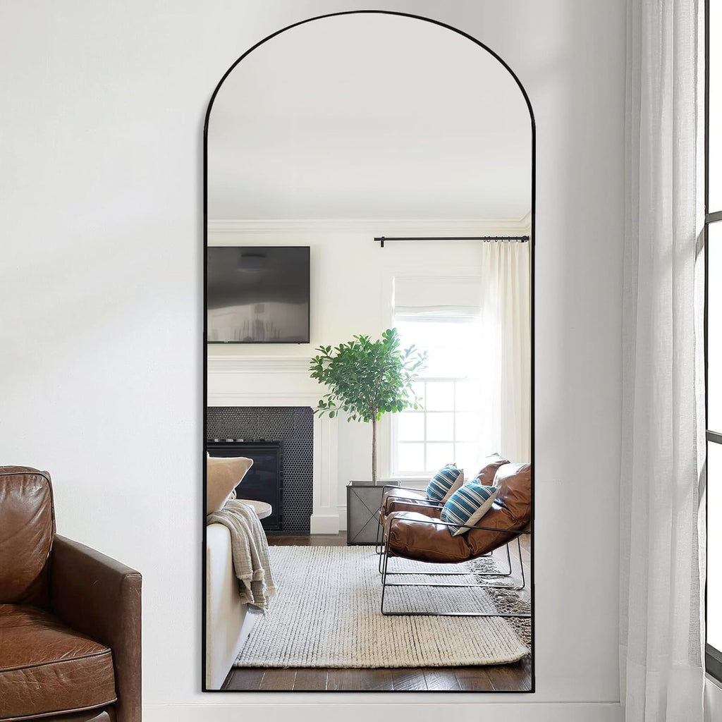 71''x31'' Black Arched Floor Mirror J9188