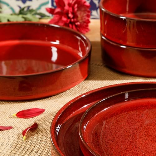 Amber Terracotta Reactive Glaze Dinnerware Set, Service for Four (16pcs) L610421
