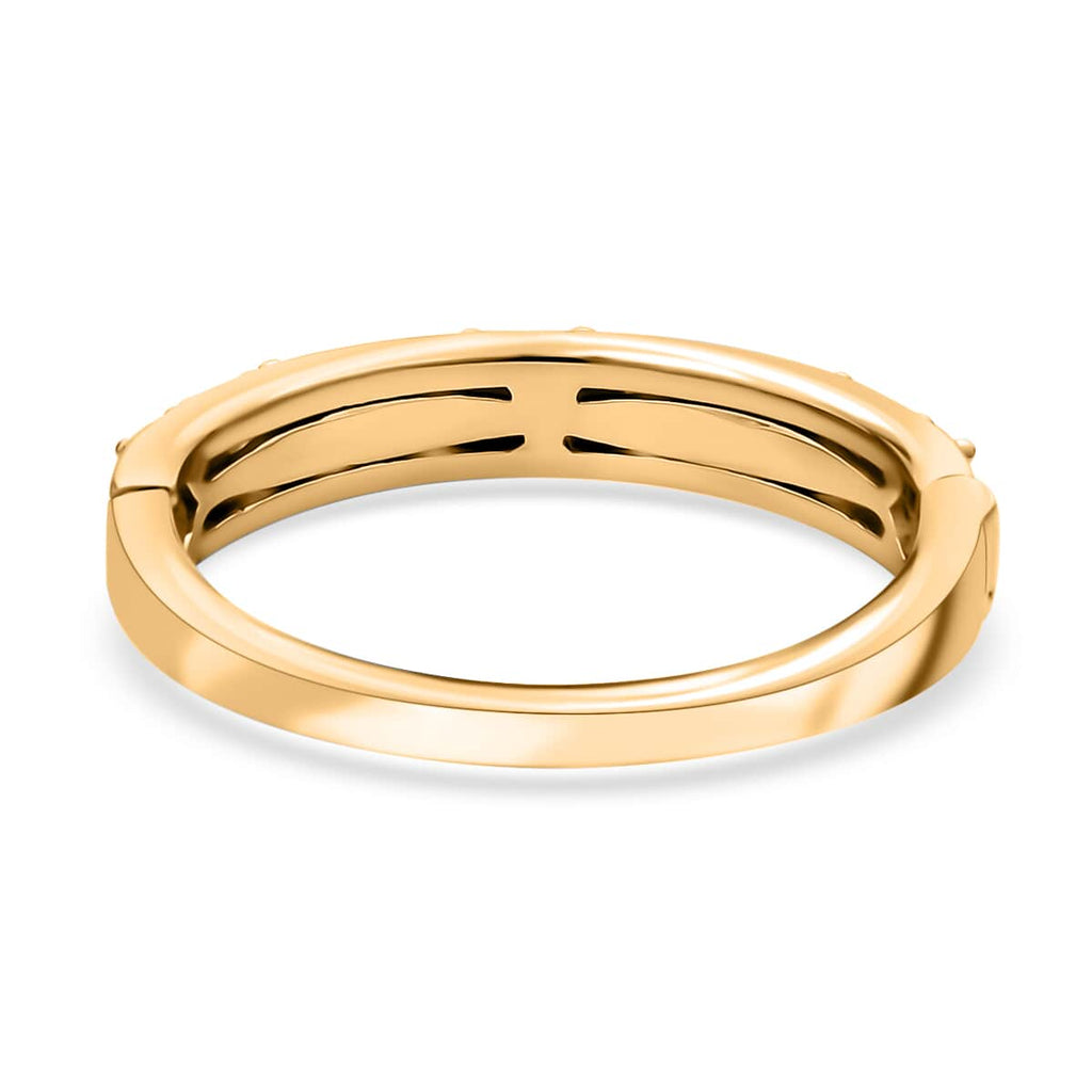 Moissanite Round 925 Sterling Silver Vermeil Yellow Gold Plated Eternity Band Ring Size 9 Ct 0.82 Y9517