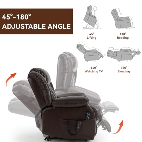 Black Leather Dual Motor Power Lift Recliner Chair L73368