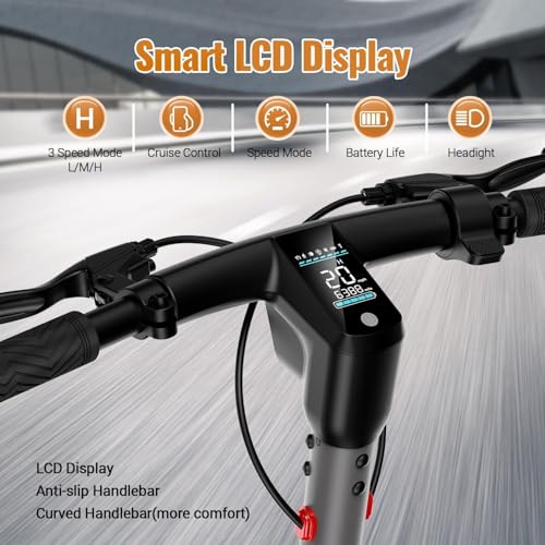 Electric Scooter with 10" Tires, 600W Peak Motor, 22 MPH Speed, 30 Miles Range, Dual Brakes, LCD Display X4914