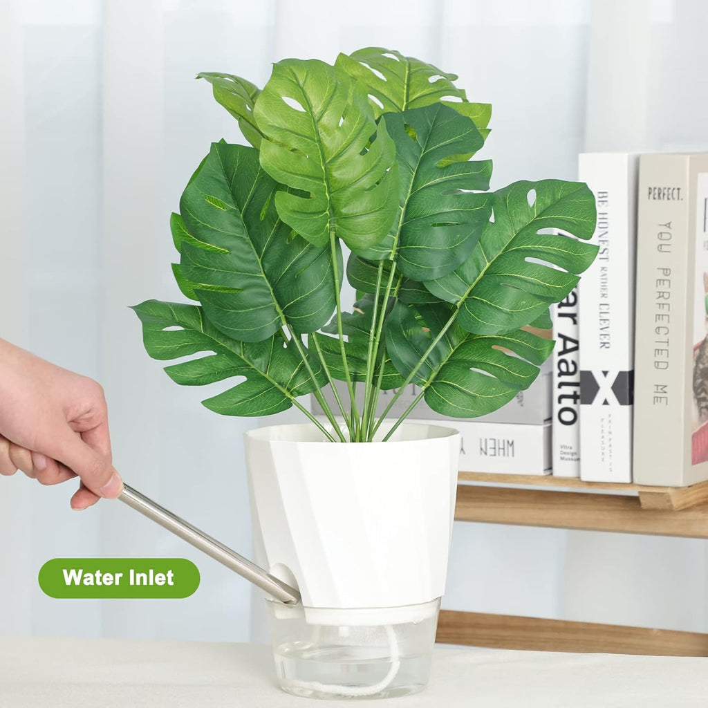 6 Pack Self Watering White Plant Pots Q7424