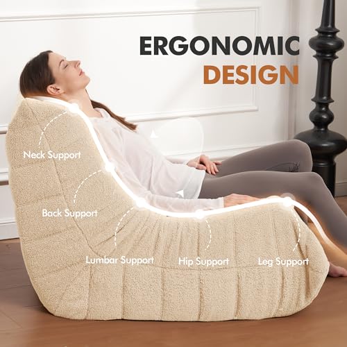Black Plush Bean Bag Chair with Memory Foam N8359