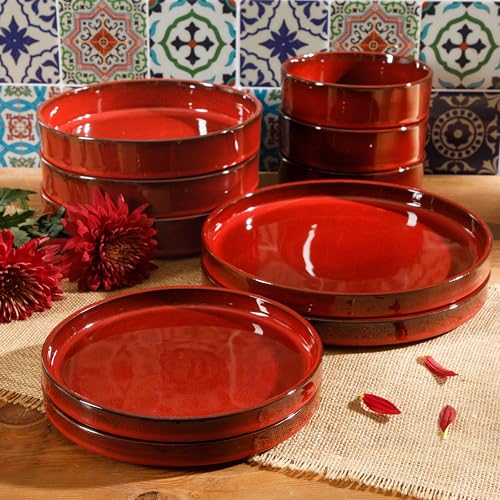 Amber Terracotta Reactive Glaze Dinnerware Set, Service for Four (16pcs) L610421