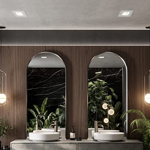 6" Ultra-Thin Recessed LED Downlight Canless IC Rated 1200 Lumens 5 Color Temperature Select Dimmable Square Black Trim 90 CRI A614
