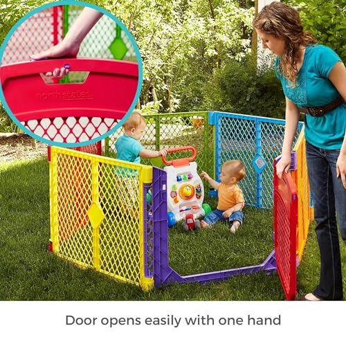 6 Panel Free Standing Play Yard, 26" Tall, Aqua A29609