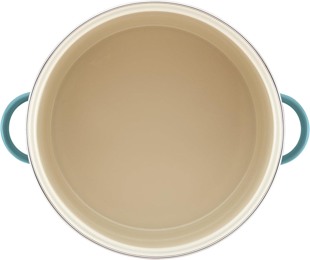 16 Quart Aqua Blue Enamel on Steel Stockpot with Lid V318281