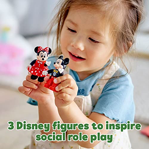 Mickey & Minnie Mouse Birthday Train Building Toy with Number Bricks, Cake and Balloons, for Ages 2+ V698
