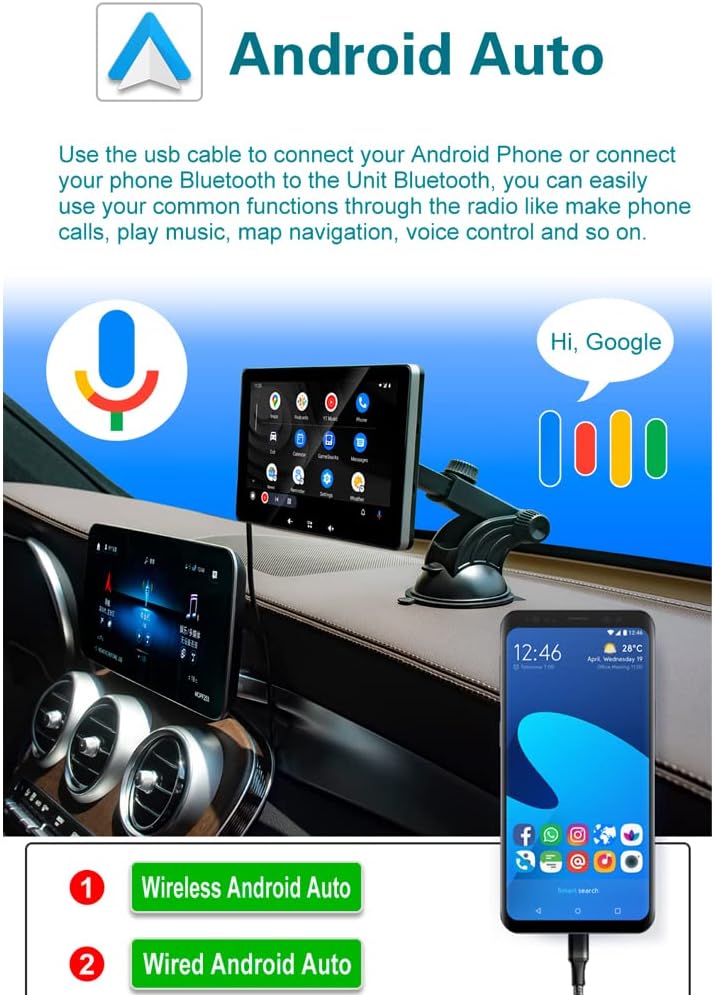 7 Inch Touchscreen Monitor with Bluetooth Car Stereo O33530