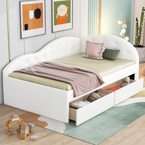 Gray Velvet Twin Size Daybed with Storage Drawers D474
